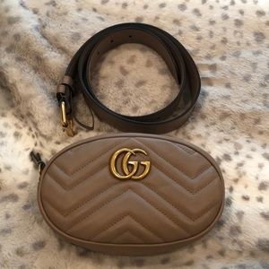 Gucci Marmont small matelasse belt bag beige